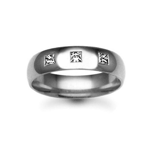 Platinum Diamond Ring - Platinum 3mm Natural Diamond 12pts Rubover set Wedding Ring - by Hearts Forever Jewellers