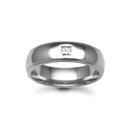 Platinum Diamond Ring - Platinum 4mm Natural Diamond 4pts Rubover set Wedding Ring - by Hearts Forever Jewellers