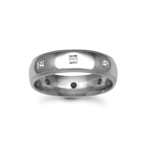 Platinum Diamond Ring - Platinum 4mm Natural Diamond 32pts Rubover set Wedding Ring - by Hearts Forever Jewellers