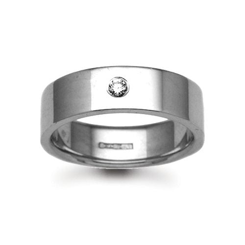 Platinum Diamond Ring - Platinum 3mm Natural Diamond 3pts Rubover set Wedding Ring - by Hearts Forever Jewellers