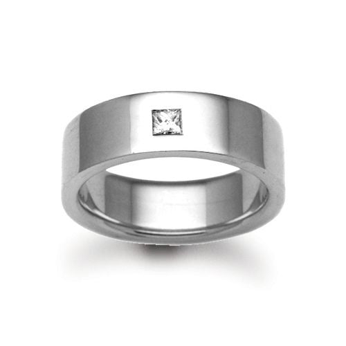 Platinum Diamond Ring - Platinum 3mm Natural Diamond 4pts Rubover set Wedding Ring - by Hearts Forever Jewellers