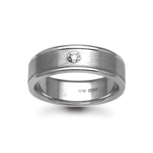 Platinum Diamond Ring - Platinum 4mm Natural Diamond 3pts Rubover set Wedding Ring - by Hearts Forever Jewellers