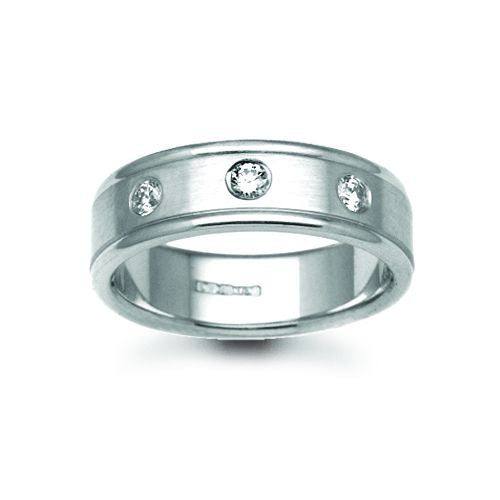 Platinum Diamond Ring - Platinum 4mm Natural Diamond 6pts Rubover set Wedding Ring - by Hearts Forever Jewellers