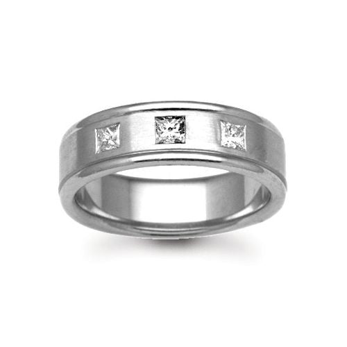 Platinum Diamond Ring - Platinum 4mm Natural Diamond 12pts Rubover set Wedding Ring - by Hearts Forever Jewellers