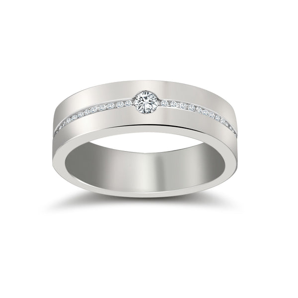 Platinum Diamond Jewellery - Platinum RBC Flat Court Natural Diamond Wedding Band Half Set - 4mm - 28pts - by Hearts Forever Jewellers