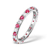 Platinum 0.50ct Ring - Platinum Claw Set Full Eternity Ring Natural Diamond 0.50ct Ruby 0.80ct G VS - by Hearts Forever Jewellers