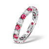Platinum 0.50ct Ring - Platinum Claw Set Full Eternity Ring Natural Diamond 0.50ct Ruby 0.80ct G VS - by Hearts Forever Jewellers