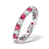 Platinum 0.50ct Ring - Platinum Claw Set Full Eternity Ring Natural Diamond 0.50ct Ruby 0.80ct G VS - by Hearts Forever Jewellers