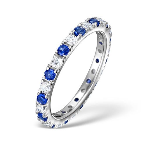 Platinum 0.50ct Ring - Platinum Claw Set Full Eternity Ring Natural Diamond 0.50ct Sapphire 0.90ct G VS - by Hearts Forever Jewellers