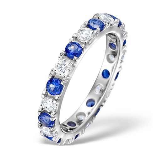 Platinum 0.50ct Ring - Platinum Claw Set Full Eternity Ring Natural Diamond 0.50ct Sapphire 0.90ct G VS - by Hearts Forever Jewellers