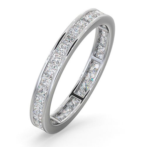 Platinum 1.00ct Ring - Platinum Channel Set Princess Cut Full Eternity Ring Natural Diamond 1.00ct G VS - by Hearts Forever Jewellers