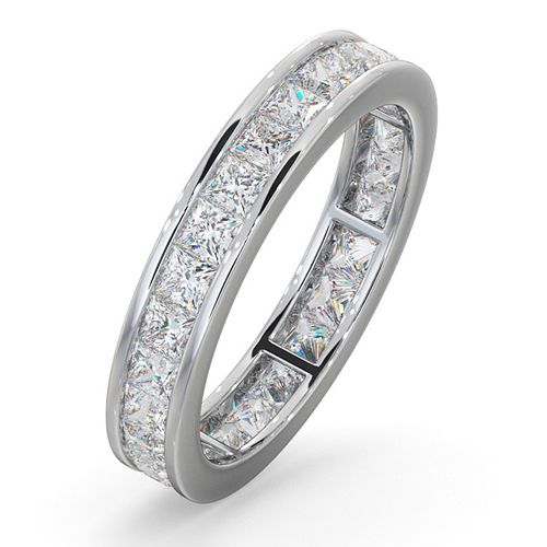 Platinum 1.00ct Ring - Platinum Channel Set Princess Cut Full Eternity Ring Natural Diamond 1.00ct G VS - by Hearts Forever Jewellers