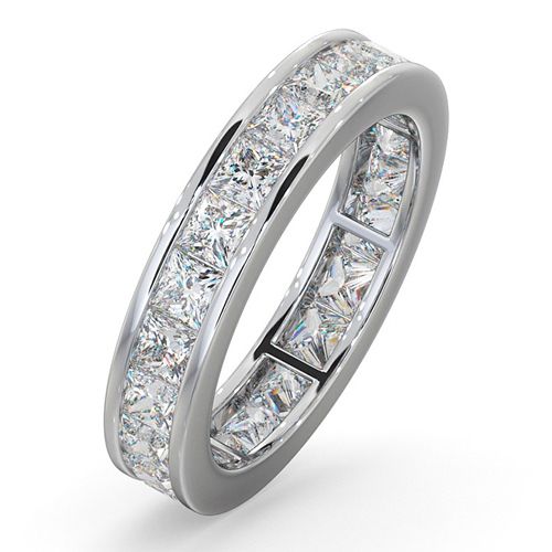 Platinum 1.00ct Ring - Platinum Channel Set Princess Cut Full Eternity Ring Natural Diamond 1.00ct G VS - by Hearts Forever Jewellers