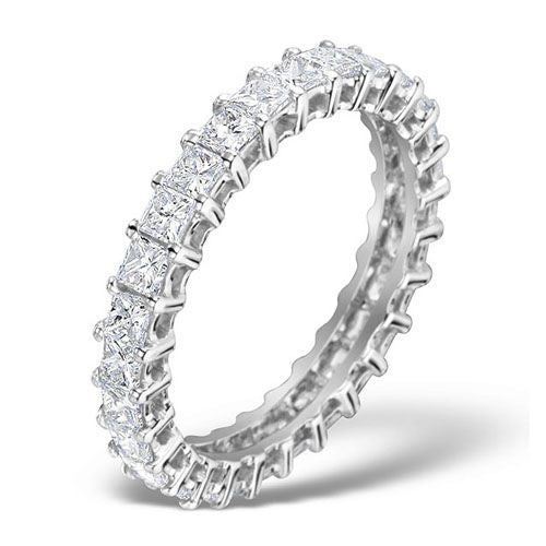 Platinum 2.00ct Ring - Platinum Claw Set Full Eternity Ring Princess Cut Natural Diamond 2.00ct G VS - by Hearts Forever Jewellers