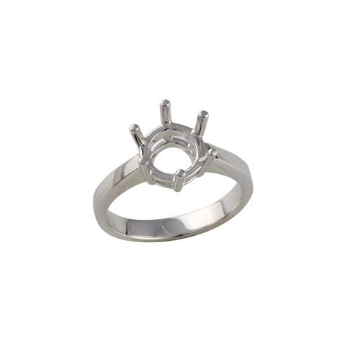 Platinum Ring - Platinum 0.25ct 4mm Round Solitaire 6 Claw Ring Mount - by Hearts Forever Jewellers