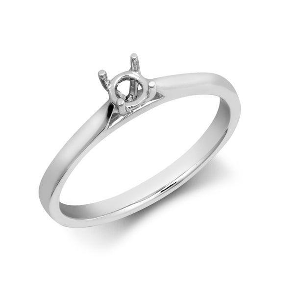 Platinum Ring - Platinum 0.25ct Round Solitaire 4 Claw Plain Wed-fit Ring Mount - by Hearts Forever Jewellers