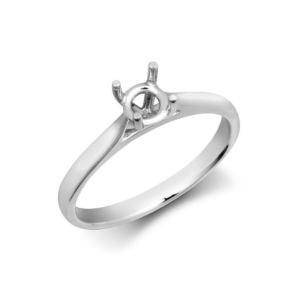 Platinum Ring - Platinum 0.25ct Round Solitaire 4 Claw Plain Wed-fit Ring Mount - by Hearts Forever Jewellers