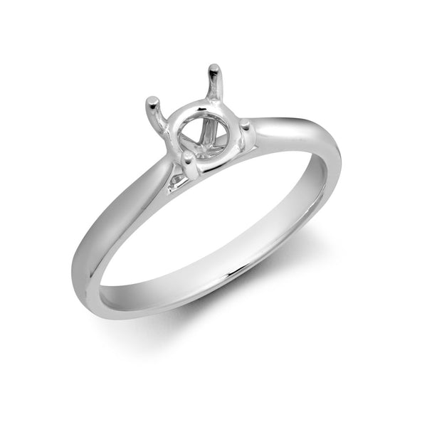 Platinum Ring - Platinum 0.25ct Round Solitaire 4 Claw Plain Wed-fit Ring Mount - by Hearts Forever Jewellers