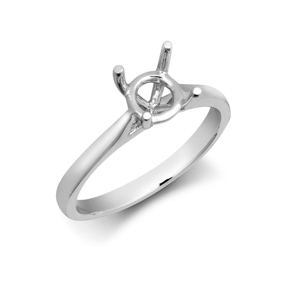 Platinum Ring - Platinum 0.25ct Round Solitaire 4 Claw Plain Wed-fit Ring Mount - by Hearts Forever Jewellers