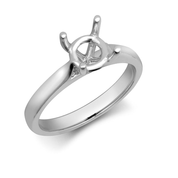 Platinum Ring - Platinum 0.25ct Round Solitaire 4 Claw Plain Wed-fit Ring Mount - by Hearts Forever Jewellers