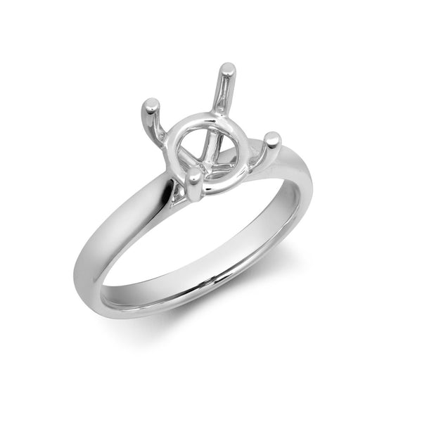 Platinum Ring - Platinum 0.25ct Round Solitaire 4 Claw Plain Wed-fit Ring Mount - by Hearts Forever Jewellers