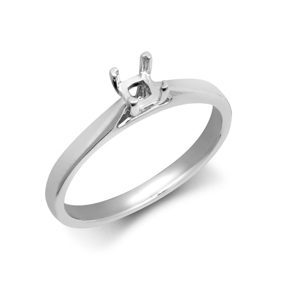 Platinum Ring - Platinum 0.25ct Princess Cut Solitaire 4 Claw Plain Wed-fit Ring Mount - by Hearts Forever Jewellers