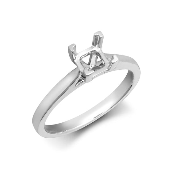 Platinum Ring - Platinum 0.25ct Princess Cut Solitaire 4 Claw Plain Wed-fit Ring Mount - by Hearts Forever Jewellers