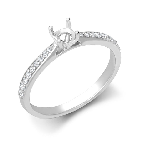 Platinum Diamond Ring - 950 Platinum Gold 0.12ct Natural Diamond Pav?-set Wed-fit Ring Mount + 0.25ct Diamond - by Hearts Forever Jewellers