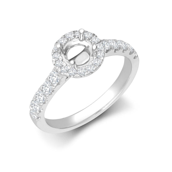Platinum Diamond Ring - 950 Platinum Gold 0.37ct Natural Diamond Micro-set Halo and Shoulders Wed-fit Ring Mount + 0.25ct Diamond - by Hearts Forever Jewellers