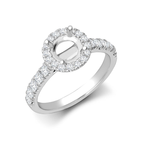 Platinum Diamond Ring - 950 Platinum Gold 0.37ct Natural Diamond Micro-set Halo and Shoulders Wed-fit Ring Mount + 0.25ct Diamond - by Hearts Forever Jewellers