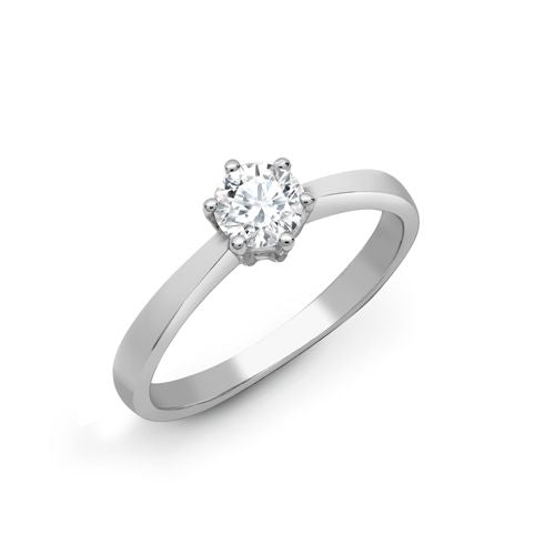 Diamond Ring - 18ct White Gold 25pts Solitaire Natural Diamond Ring - by Hearts Forever Jewellers