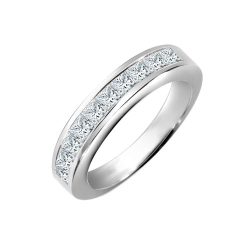Platinum Diamond Ring - Platinum 1.00ct Channel Set P.Cut Dia Half ET Ring - by Hearts Forever Jewellers