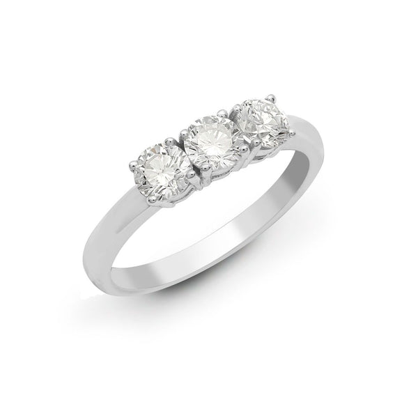 Platinum Round Ring - 950 Platinum 0.25ct Natural Diamond Claw Set Trilogy Ring - by Hearts Forever Jewellers