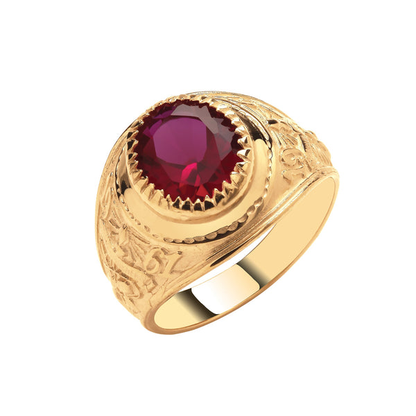 Cubic Zirconia Ring - Y/G Red CZ College Ring - by Hearts Forever Jewellers