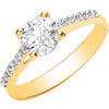 Y/G Ladies Single Stone Cz Shoulder Engraved Heart Ring