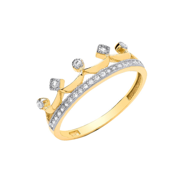 Cubic Zirconia Ring - Y/G Crown Cz Ring - by Hearts Forever Jewellers