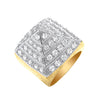 Cubic Zirconia Ring - Y/G Large Cz Pyramid Gents Ring - by Hearts Forever Jewellers