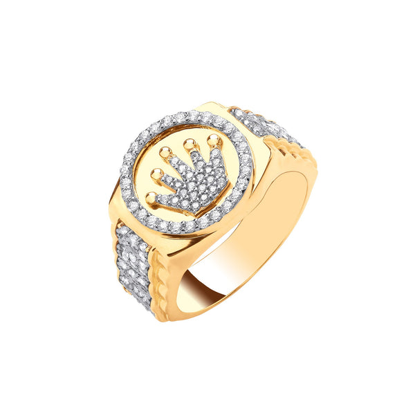 Cubic Zirconia Ring - Y/G CZ Crown Ring - by Hearts Forever Jewellers