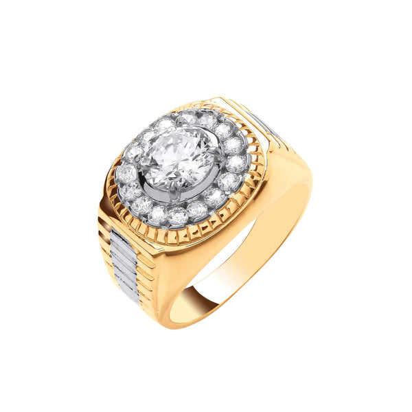 Cubic Zirconia Ring - Y/G 8.0mm CZ Fancy Ring - by Hearts Forever Jewellers