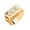 Ring - Y/G Large Chunky Rectangular Trilogy Gents Ring - by Hearts Forever Jewellers