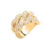 Cubic Zirconia Ring - Y/G 16mm Cz Curb Style Gents Ring - by Hearts Forever Jewellers