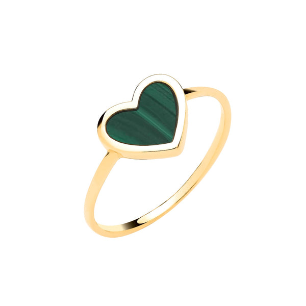 Ring - Y/G Green Heart Ladies Ring - by Hearts Forever Jewellers