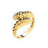 Ring - Y/G Cross Over Ribbed Ladies Ring - by Hearts Forever Jewellers