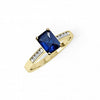 Cubic Zirconia, Emerald Ring - Y/G Emerald Cut Blue CZ Ladies Ring - by Hearts Forever Jewellers