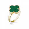 Ring - Y/G Malachite Clover Ladies Ring K - by Hearts Forever Jewellers