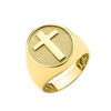Ring - Y/G Oval Signet with Cross Gents Ring - by Hearts Forever Jewellers