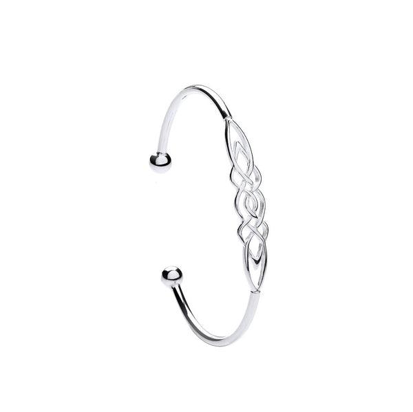Sterling Silver Bracelet - Silver Celtic Design Ladies Bangle - by Hearts Forever Jewellers