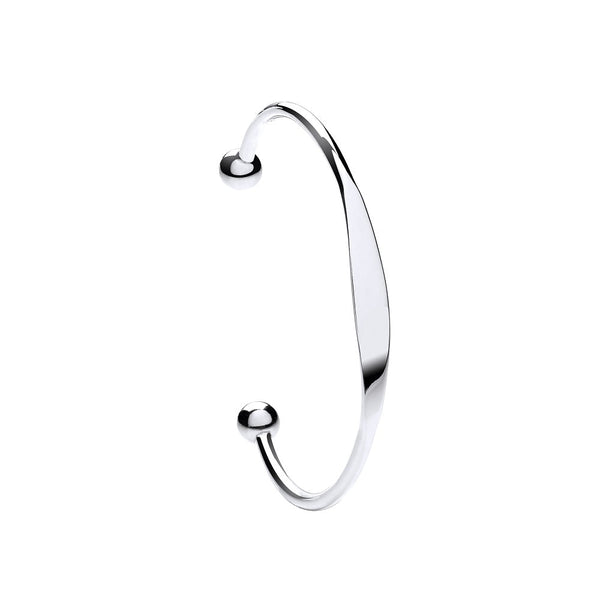 Sterling Silver Bracelet - Silver Ladies Solid Torque Bangle with ID plate - by Hearts Forever Jewellers