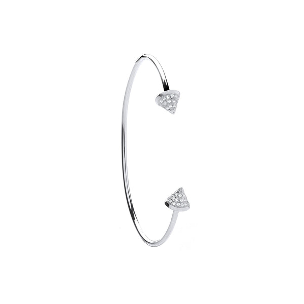 Sterling Silver Cubic Zirconia Bracelet - Silver Pyramid Cz Cones Bangle - by Hearts Forever Jewellers