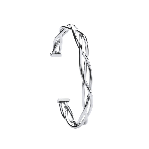Sterling Silver Bracelet - Silver Twisted Hollow Tube Open Bangle - by Hearts Forever Jewellers
